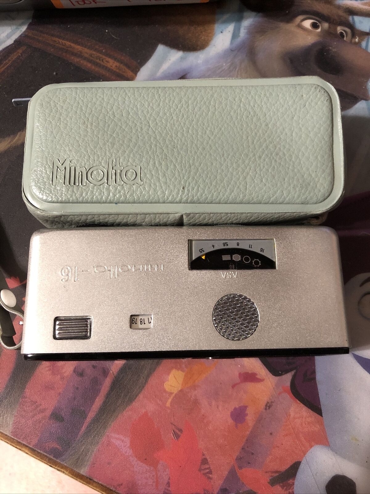 Vintage Minolta 16 Miniature Spy Camera Model P 16mm W/ Case & Strap