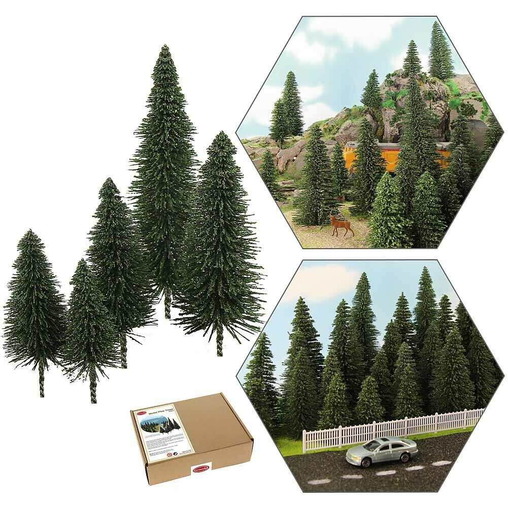 40pcs Model Pine Trees Deep Green Pines For Ho O N Z Scale Model Railroad Layout