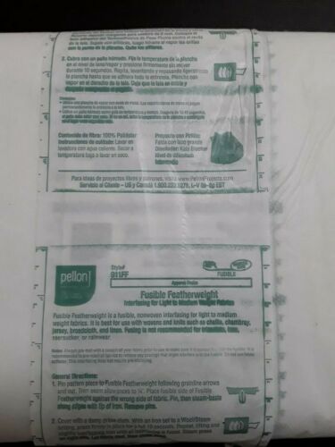 New 2 Yd Pellon Fusible Featherweight Apparel Interfacing White 911ff