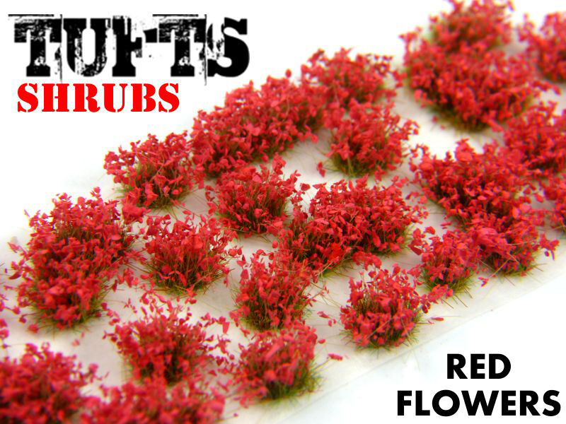 Shrubs Tufts - 6mm Self-adhesive Red Flowers Scenery Miniature Basing Warhammer